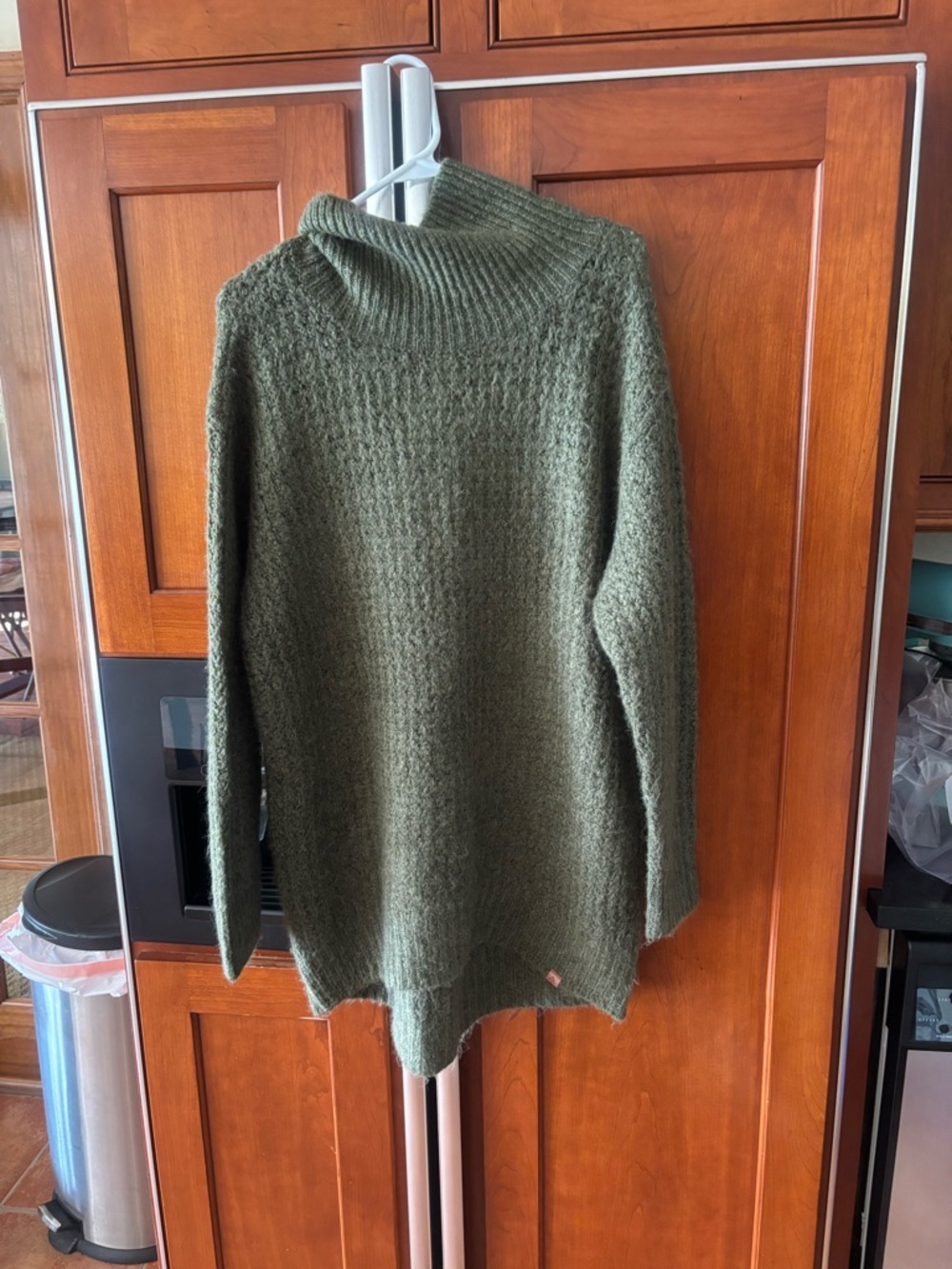 Alpine Design Olive Green Long-Sleeve Knit Turtleneck Sweater Dress